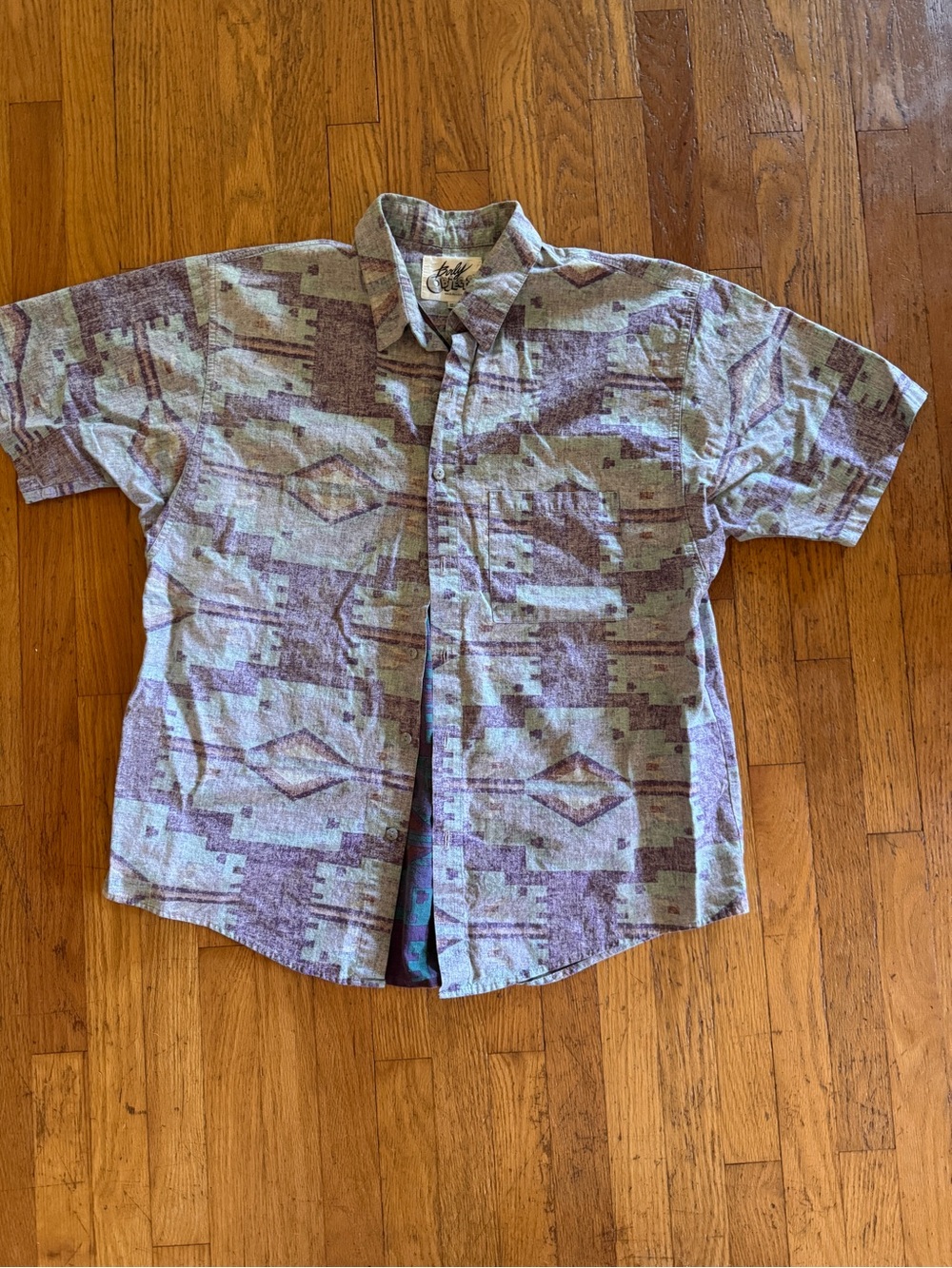Body Objects Vintage 90s Short Sleeve Button-Up Shirt Men's XL Aztec Geometric